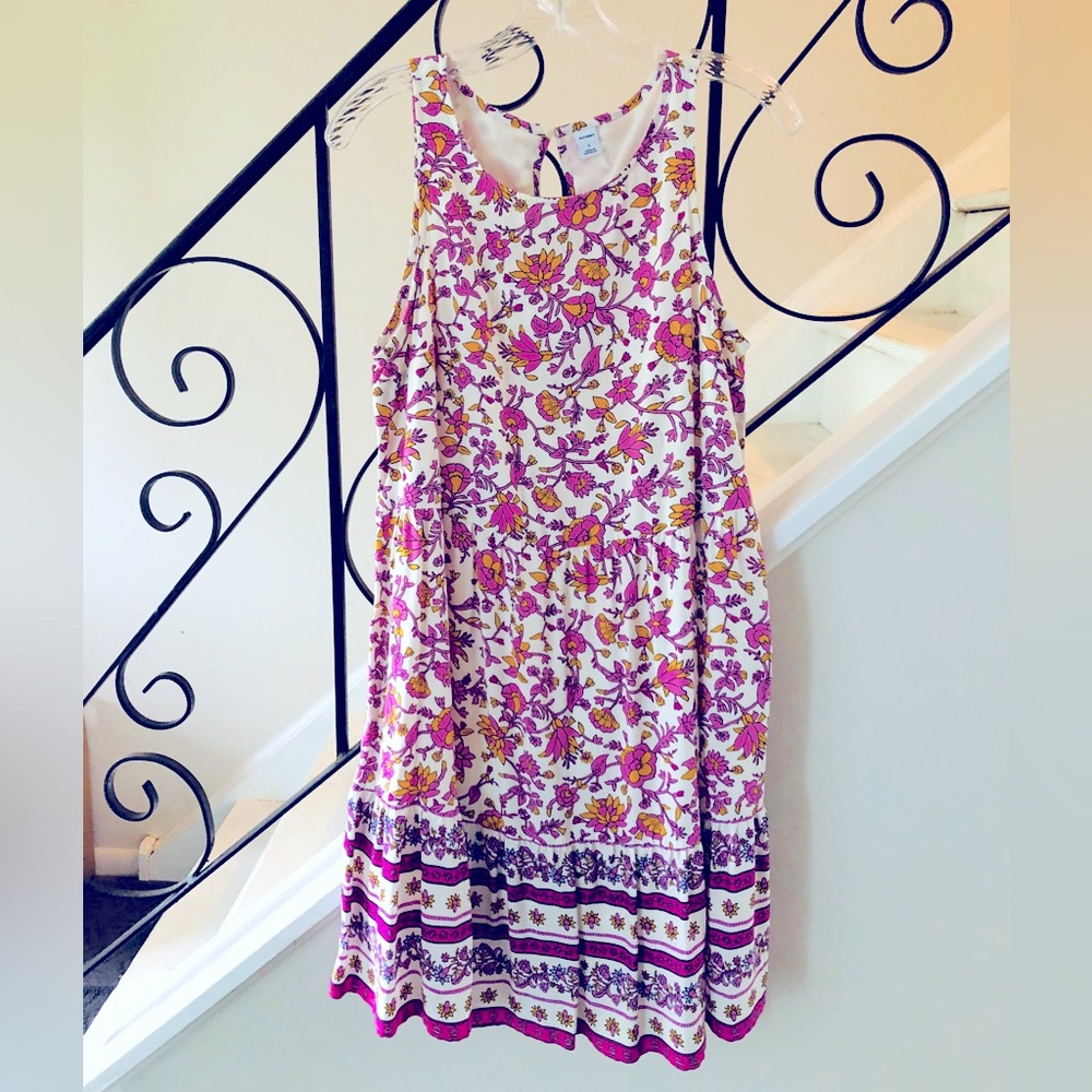 Floral Sleeveless Dress - Pink and Purple